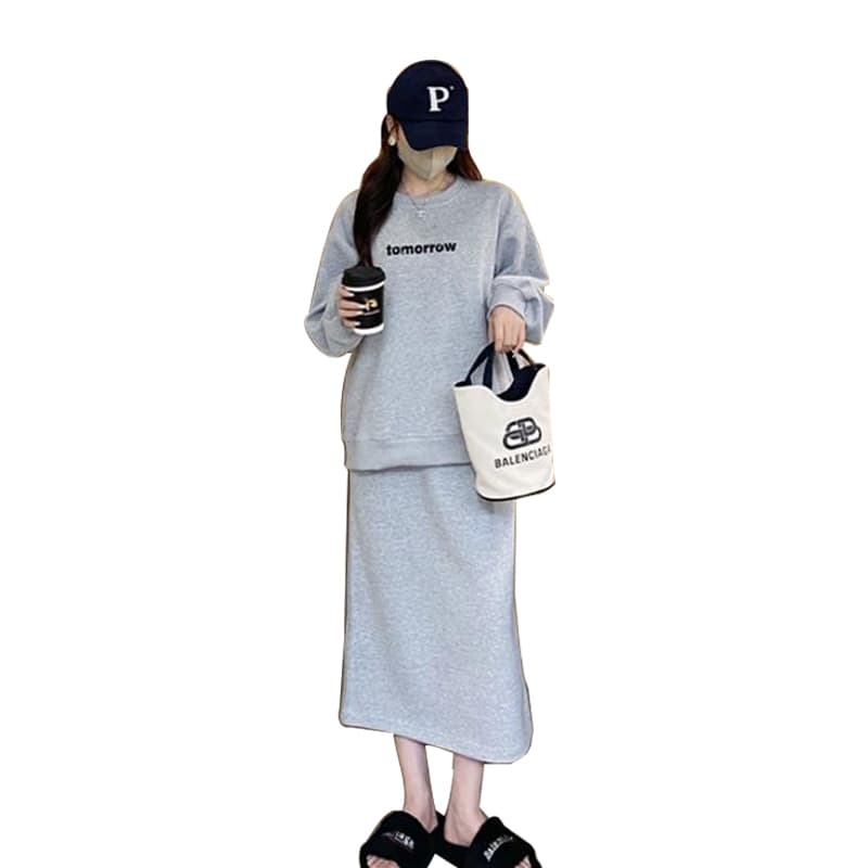 지금 지금 임신 엄마 가을 겨울 연령 감소 풀오버 스웨트셔츠 귀여운 루즈핏 임신 엄마 반신 스커트 프로 피부 부드러운 찹쌀 트렌디 엄마 이미지 5