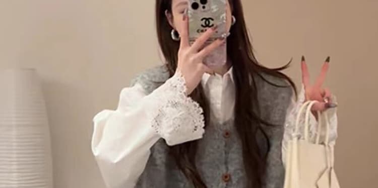 지금 지금 출산 착용 가을 회색 니트 베스트 오픈 가디건 외부 스웨터 조끼 스택 착용 홀로우 아웃 셔츠 3종 세트 상세 이미지 25