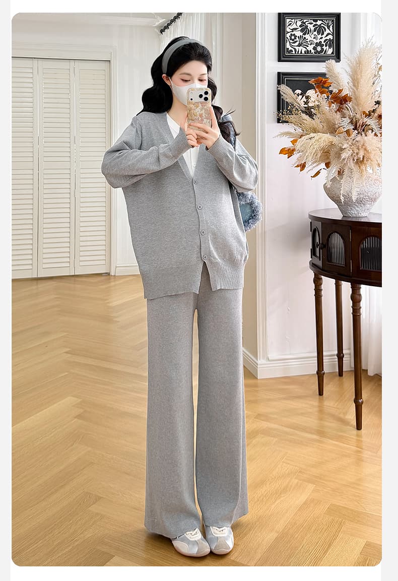 지금 지금 실사 새로운 임산부 가을 겨울 인터넷 유명인 부드러운 찹쌀 프로 피부 폴로 칼라 스카프 패션 스웨터 캐주얼 세트 슬림해 보이는 상세 이미지 14
