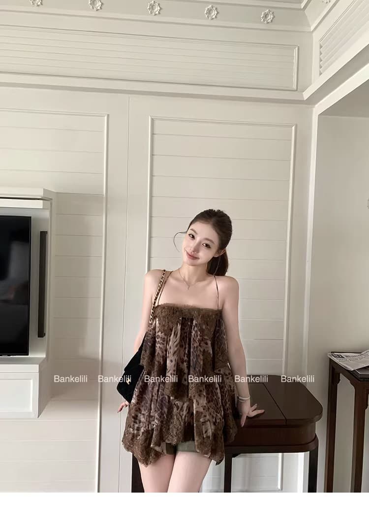 밤나무 코코아 색상 추가 필리핀 린 안개가 자욱한 레이스 백리스 슬립 프릴 드레스 롱 코트 여성 여름 상세 이미지 22