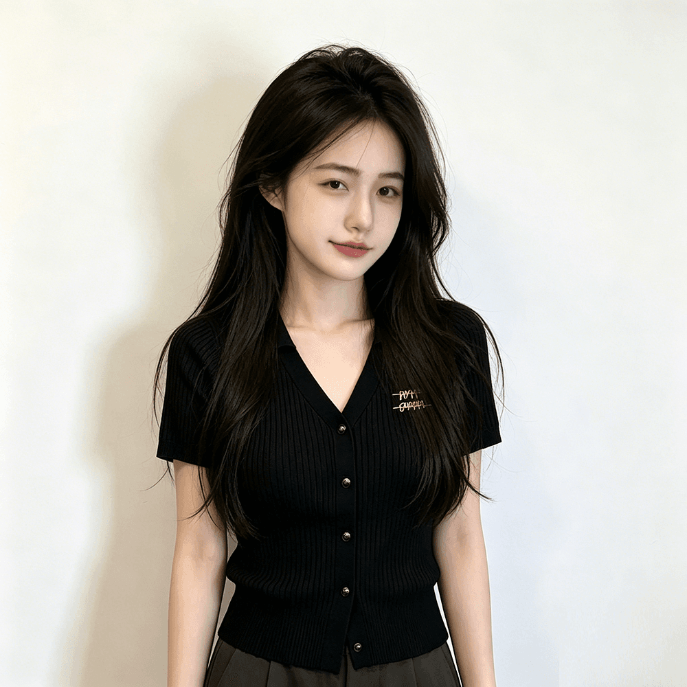 실사 한 부서 작은 v 폴로 칼라 금속 단추 몸매 가꾸기 니트 스웨터 오픈 가디건 여성 셔츠 반팔 티셔츠 상세 이미지 5