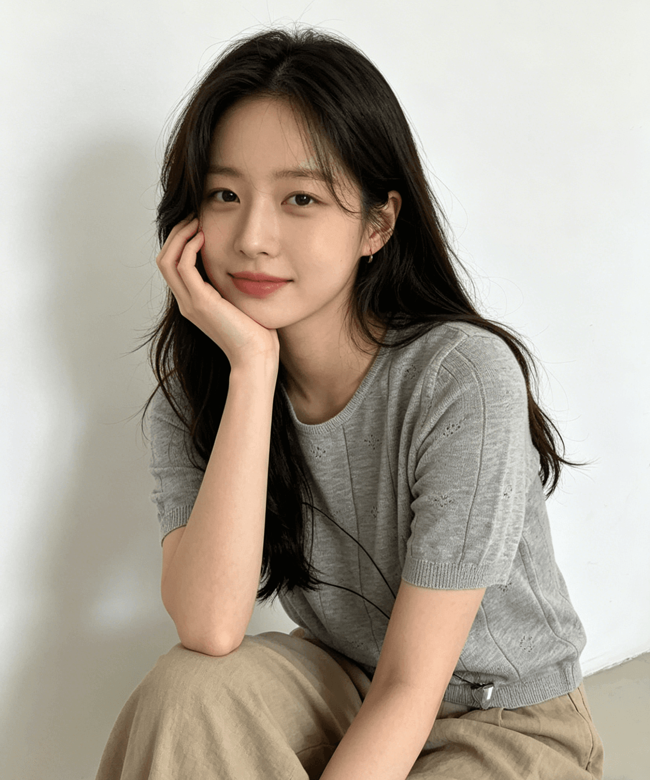 실사 한 부서 라운드 넥 루즈핏 얇고 가벼운 홀로우 아웃 니트 스웨터 티셔츠 반팔 여성 셔츠 상세 이미지 12