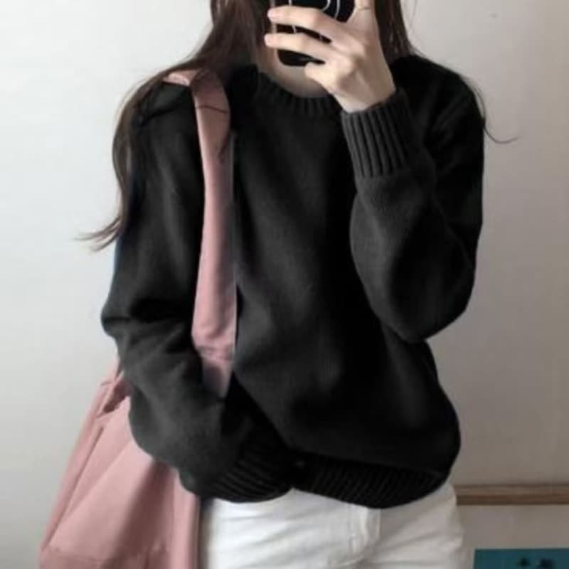 풀오버 스웨터 여자 가을 겨울 루즈핏 외출용 느긋한 바람 한국 스타일 2026 년 새로운 만나는 맨위 니트 스웨터 두꺼운 이미지 2