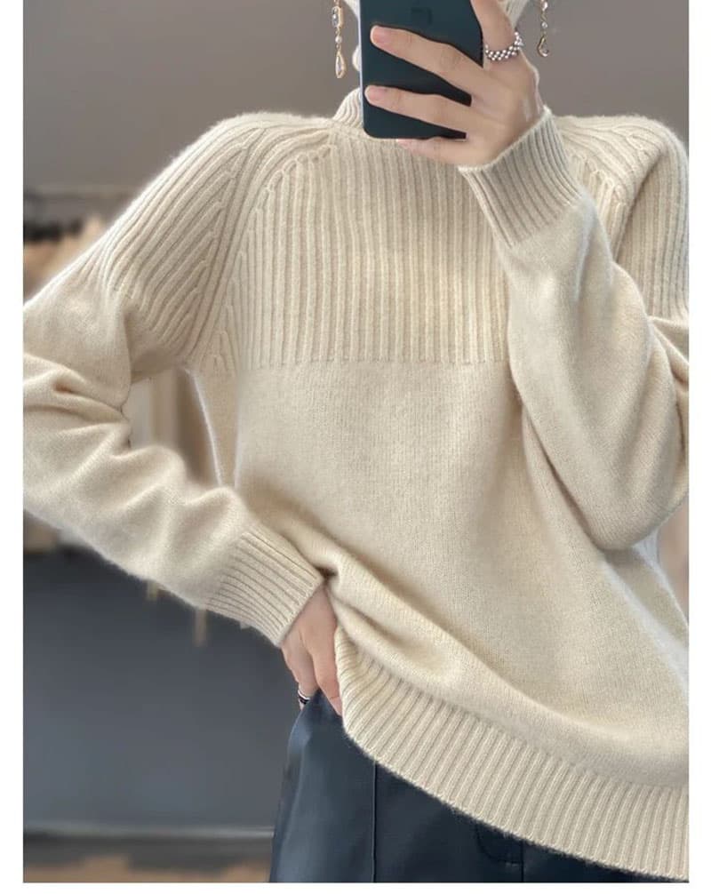 한국 터틀넥 스웨터 여자 가을 겨울 새로운 루즈핏 풀오버 말뚝 더미 칼라 니트 스웨터 두꺼운 슬림해 보이는 인사이드 가져 가라. 기본 셔츠 상세 이미지 5