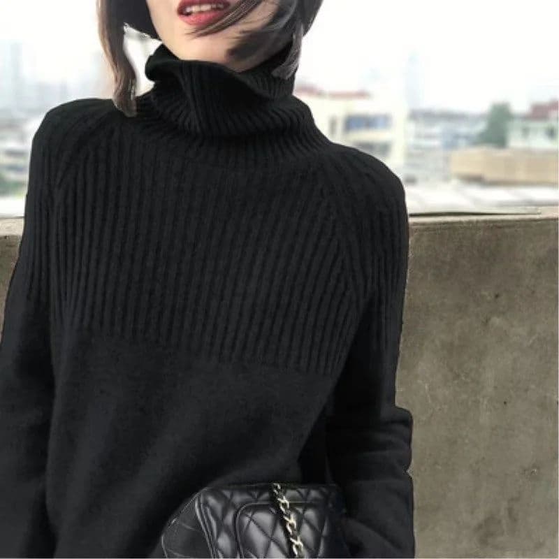 한국 터틀넥 스웨터 여자 가을 겨울 새로운 루즈핏 풀오버 말뚝 더미 칼라 니트 스웨터 두꺼운 슬림해 보이는 인사이드 가져 가라. 기본 셔츠 상세 이미지 12