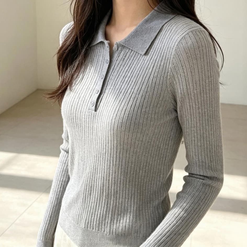 26 년 가을 새로운 POLO 칼라 폴로 칼라 니트 스웨터 양모 얇은 스타일 기본 셔츠 여성 스웨터 긴팔 인사이드 잡아라. 의류 이미지 4