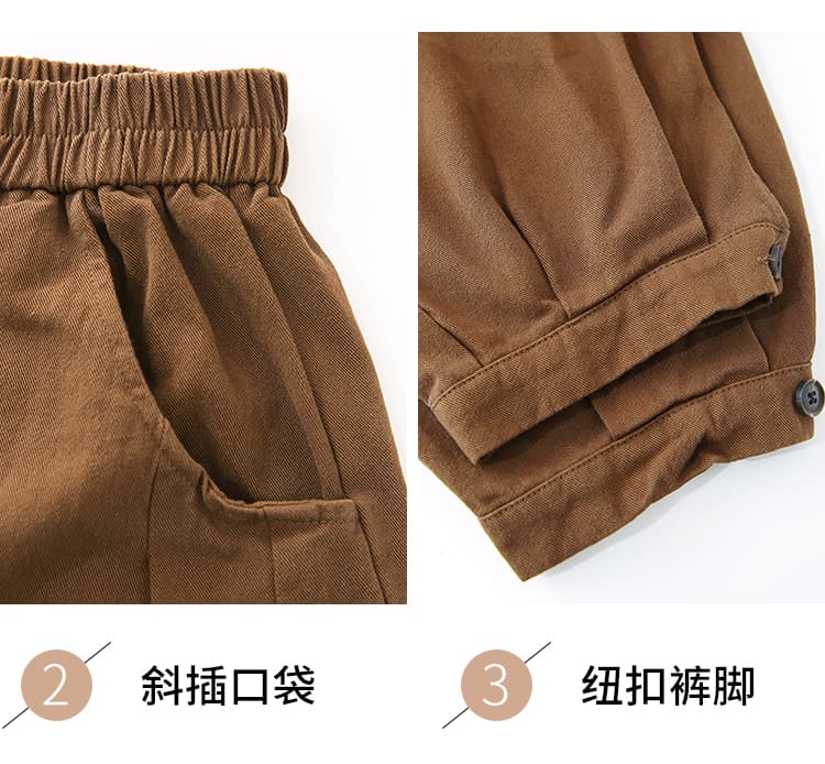 실사 워시 물 면 캐주얼 바지 여성 봄 여름 새로운 루즈핏 문예 바람 캐주얼 조거 할란 아빠 바지 여성 상세 이미지 7