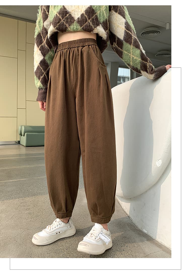 실사 워시 물 면 캐주얼 바지 여성 봄 여름 새로운 루즈핏 문예 바람 캐주얼 조거 할란 아빠 바지 여성 상세 이미지 28