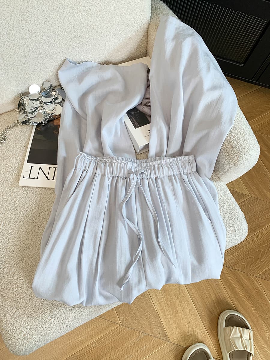 호박 색상 얼음 실크 아마 와이드 레깅스 바지 여름 얇은 스타일 하이웨이스트 슬림해 보이는 루즈핏 스트레이트 주간 실크 캐주얼 스트레이트 팬츠 상세 이미지 14