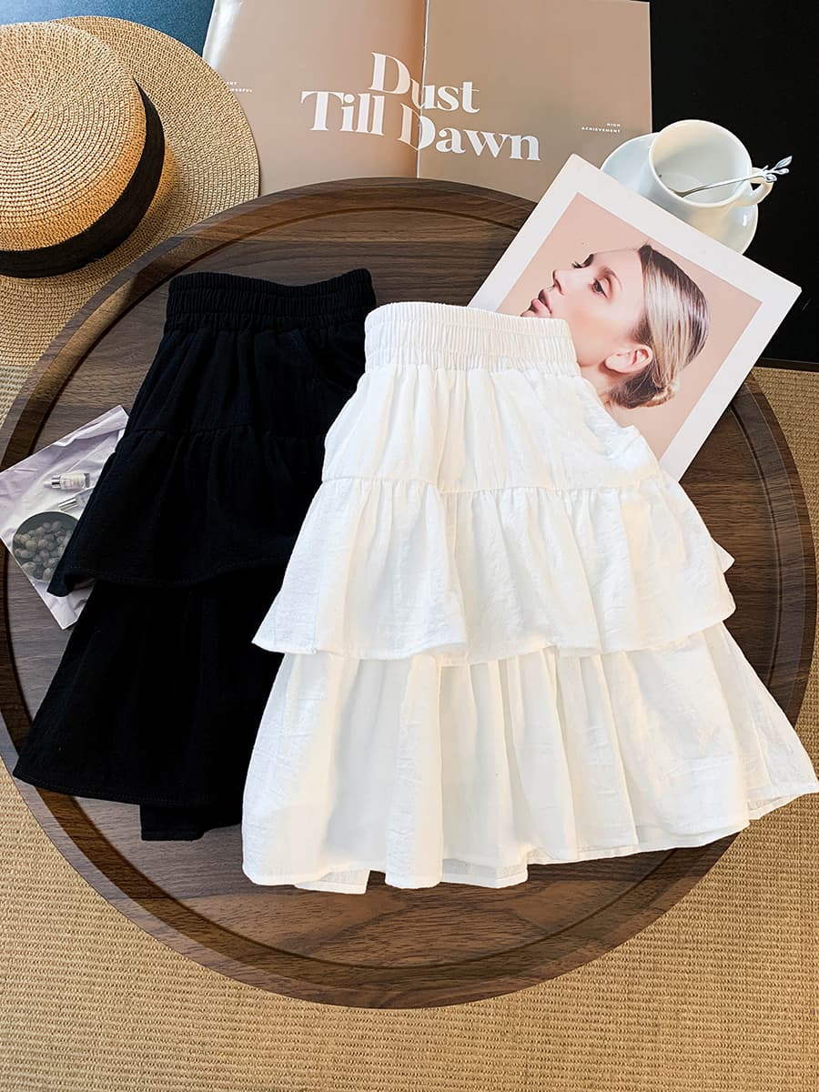 한 부서 핫걸 슈퍼 화재 하이웨이스트 한 마디 반신 케이크 드레스 여성 여름 새로운 노출 방지 슬림해 보이는 퍼프 짧은 치마 이미지 5