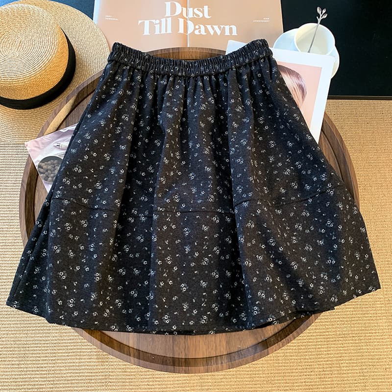 한 부서 학원 스타일 도트 무늬 모직 반신 스커트 여성 2026 가을 새로운 한 마디 다용도 캐주얼 반 스커트 이미지 3