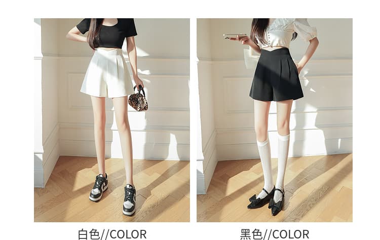 빅 사이즈 정장 반바지 여성 봄 여름 한 마디 지방 mm 하이웨이스트 검정색 와이드 레그 팬츠 슬림해 보이는 표지 배 캐주얼 워크웨어 팬츠 상세 이미지 12