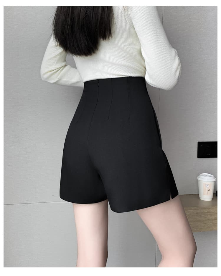 빅 사이즈 정장 반바지 여성 봄 여름 한 마디 지방 mm 하이웨이스트 검정색 와이드 레그 팬츠 슬림해 보이는 표지 배 캐주얼 워크웨어 팬츠 상세 이미지 21