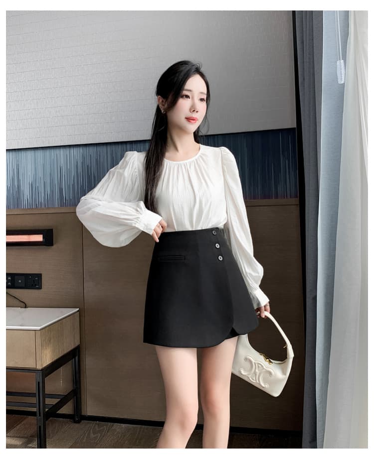 2026 가을 한국 스타일 치마바지 여성 패션 하이웨이스트 캐주얼 반바지 몸매 가꾸기 표지 고기 슬림해 보이는 와이드 레그 팬츠 어린이 상세 이미지 26