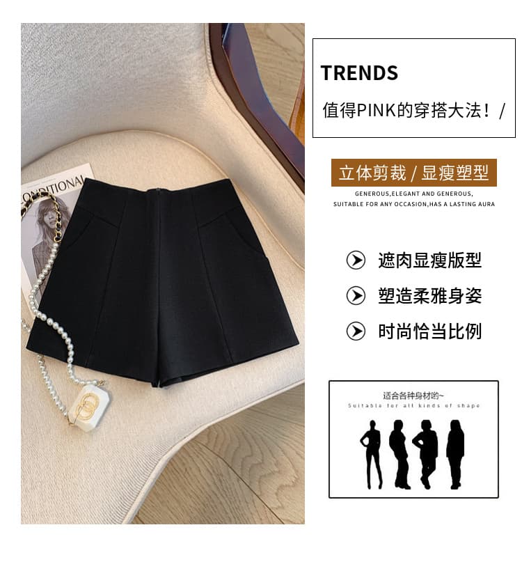 2026 가을 정장 반바지 여성 한국 스타일 캐주얼 루즈핏 캐주얼 바지 미니멀리즘 다용도 한 마디 와이드 레그 팬츠 상세 이미지 3