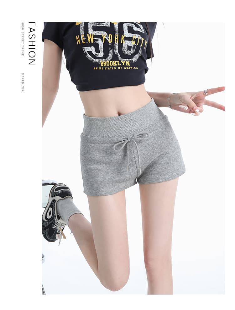 실사 회색 캐주얼 바지 여성 2026 여름 새로운 슬림해 보이는 한 마디 바지 스트레이트 반바지 핫걸 타이트 스커트 핫 바지 여성 상세 이미지 18