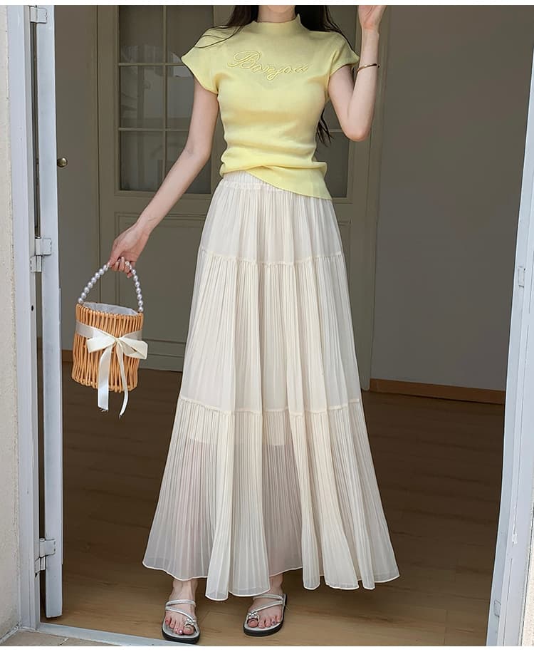 실사 도루 센스 반신 스커트 여성 여름 새로운 하이웨이스트 큰 진자 한 마디 치마 쉬폰 스커트 케이크 플리츠 스커트 여성 상세 이미지 20