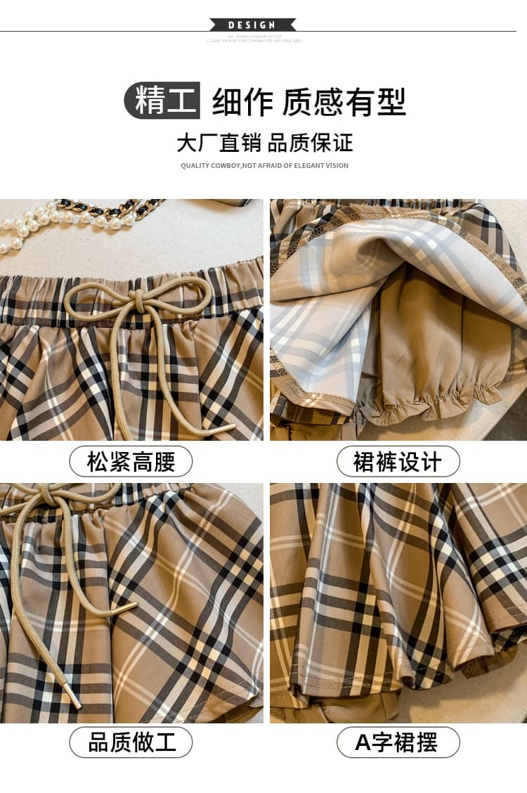 실사 여름 새로운 패치워크 색상 학원 스타일 체크무늬 플리츠 미니 스커트 여성 하이웨이스트 슬림해 보이는 다용도 캐주얼 반신 스커트 여성 상세 이미지 8