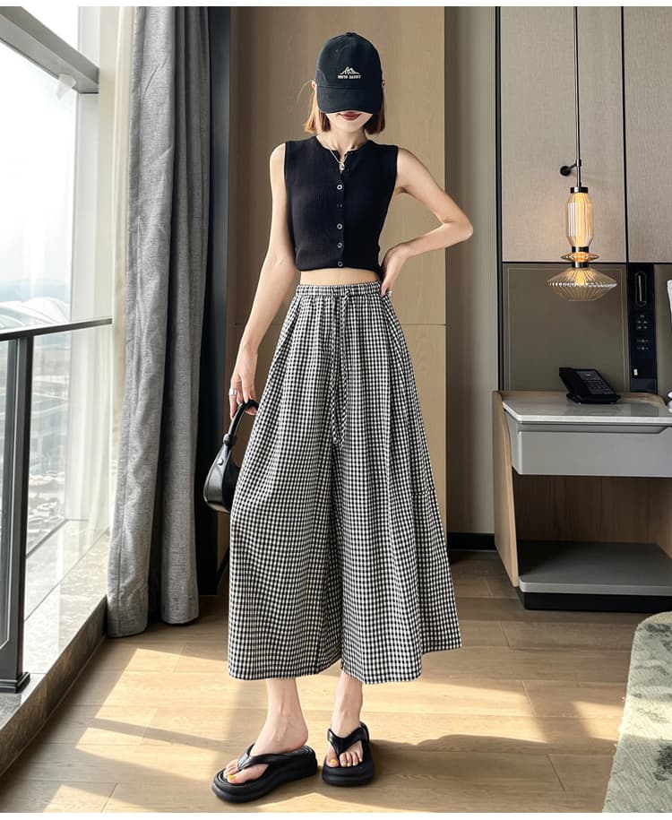 실사 펌프 로프 허리밴드 캐주얼 풍선 바지 여성 2026 여름 새로운 슬림해 보이는 작은 키 스트레이트 여덟 9부 바지 상세 이미지 22