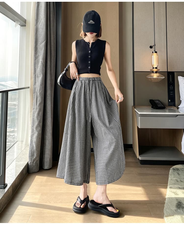 실사 펌프 로프 허리밴드 캐주얼 풍선 바지 여성 2026 여름 새로운 슬림해 보이는 작은 키 스트레이트 여덟 9부 바지 상세 이미지 24