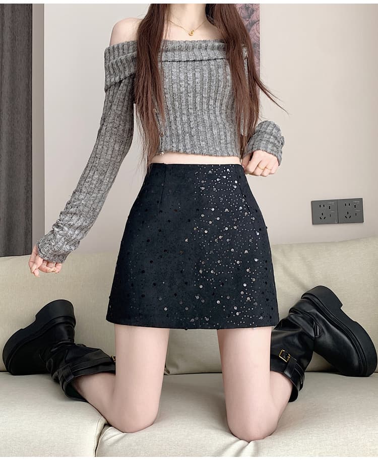 실사 레트로 세련된 스팽글 도트 무늬 반신 스커트 여성 2026 가을 새로운 품격 우아함 한 마디 타이트 스커트 상세 이미지 17