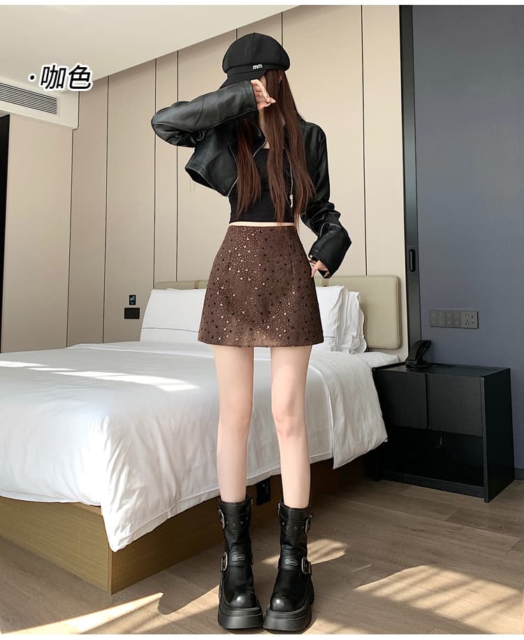 실사 레트로 세련된 스팽글 도트 무늬 반신 스커트 여성 2026 가을 새로운 품격 우아함 한 마디 타이트 스커트 상세 이미지 22