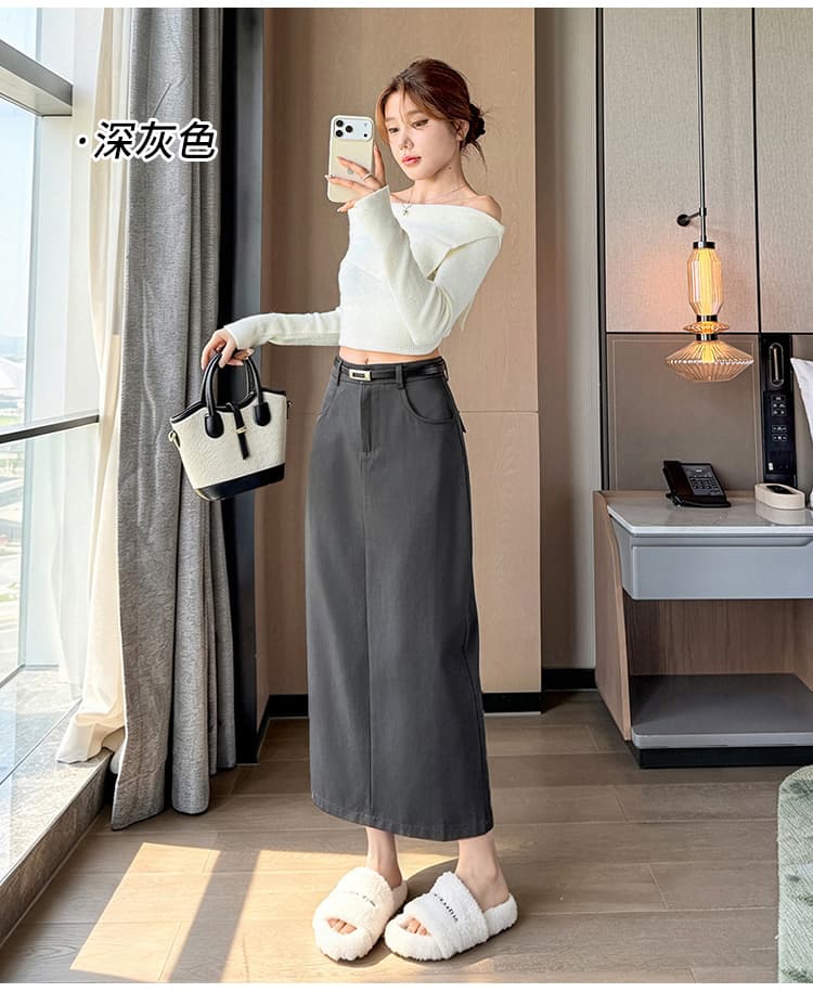 실사 커피 색상 반신 스커트 여성 2026 가을 겨울 새로운 스트레이트 타이트 스커트 타이트 스커트 이후 트임 한 마디 중간 길이 치마 상세 이미지 24