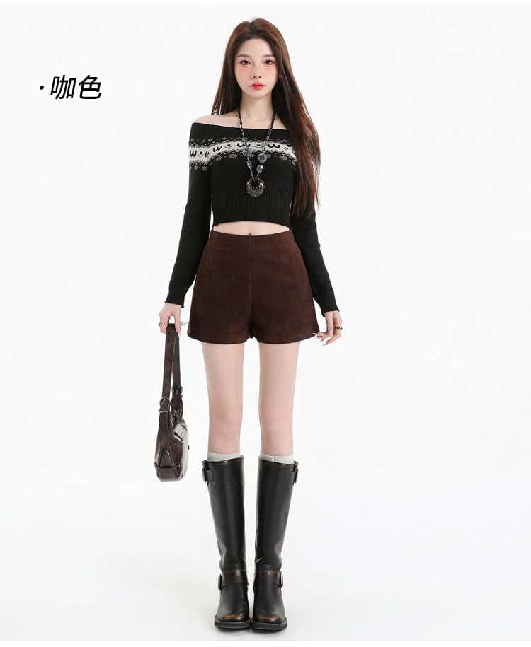 실사 하이웨이스트 한 마디 루즈핏 슬림해 보이는 스웨이드 원단 반바지 여성 2026 가을 새로운 다용도 미니멀리즘 세련된 바지 상세 이미지 31