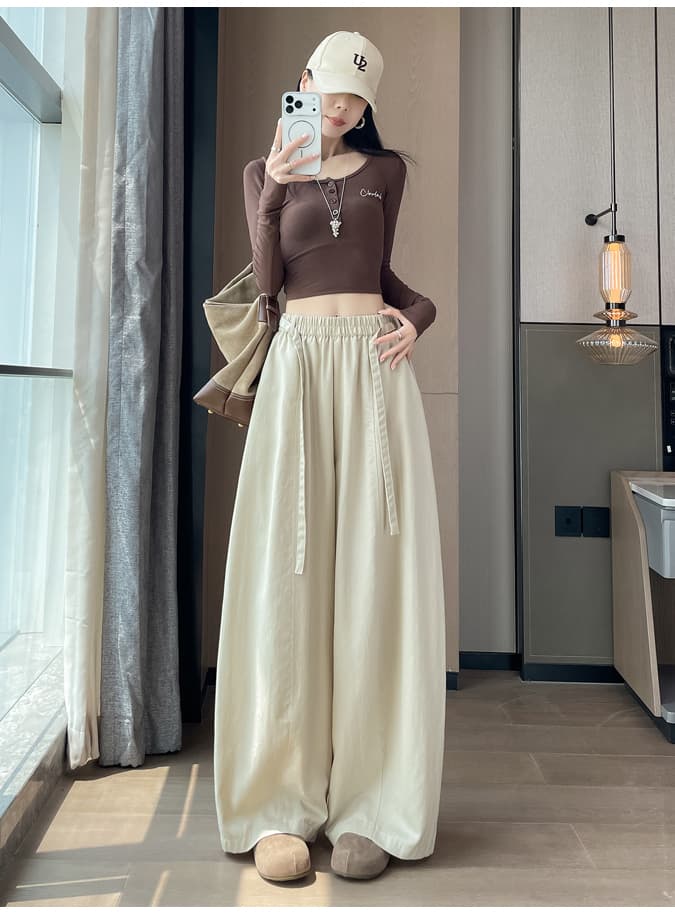 실사 한 부서 운동 바람 모통이 칼 바지 여성 가을 새로운 느긋한 바람 도루 센스 다용도 캐주얼 도루 센스 와이드 레깅스 바지 상세 이미지 40