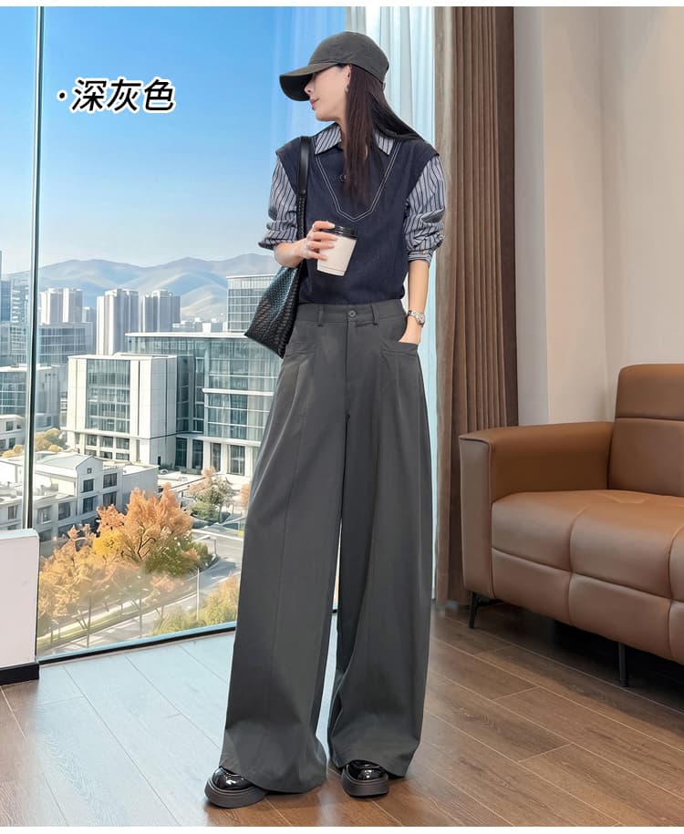 실사 커피 색상 레트로 모통이 칼 와이드 레깅스 바지 가을 겨울 2026 새로운 루즈핏 표지 넓적 다리 슬림해 보이는 9 포인트 캐주얼 바지 상세 이미지 20