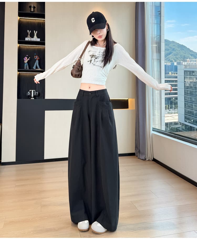 실사 커피 색상 레트로 모통이 칼 와이드 레깅스 바지 가을 겨울 2026 새로운 루즈핏 표지 넓적 다리 슬림해 보이는 9 포인트 캐주얼 바지 상세 이미지 38
