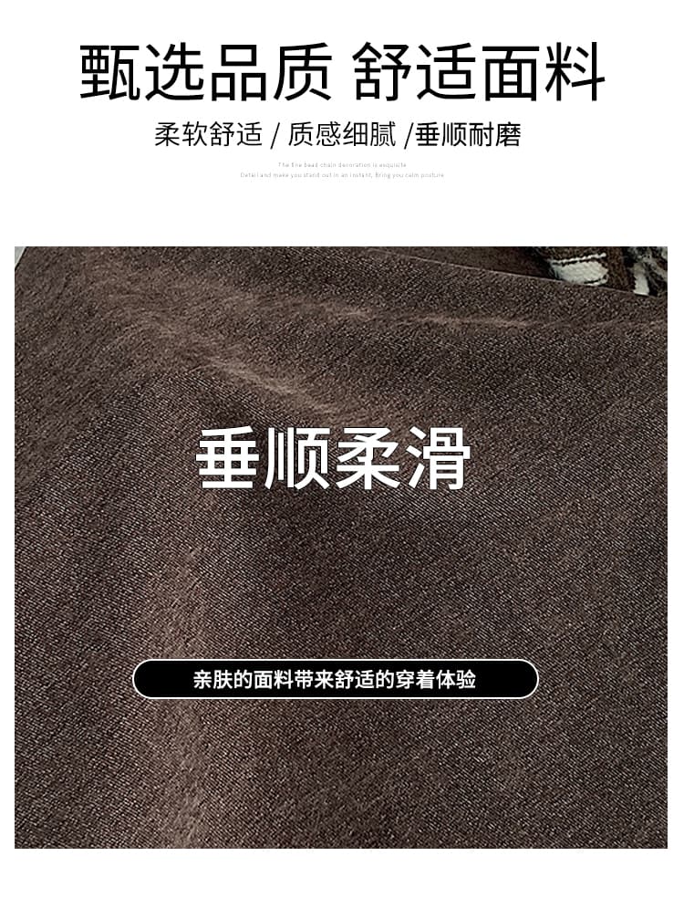 실사 커피 색상 인어 꼬리 스커트 반신 스커트 여성 가을 겨울철 밴딩 하이웨이스트 슬림해 보이는 캐주얼 도루 센스 한 마디 큰 진자 롱 스커트 상세 이미지 7