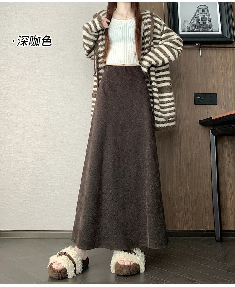 실사 커피 색상 인어 꼬리 스커트 반신 스커트 여성 가을 겨울철 밴딩 하이웨이스트 슬림해 보이는 캐주얼 도루 센스 한 마디 큰 진자 롱 스커트 상세 이미지 30