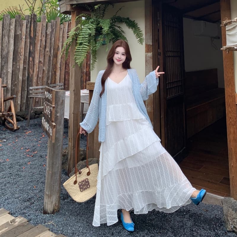 빅 사이즈 여성 의류 프릴 만나는 슬립 드레스 봄 지방 mm 중간 길이 슬림해 보이는 다용도 치마 이미지 3