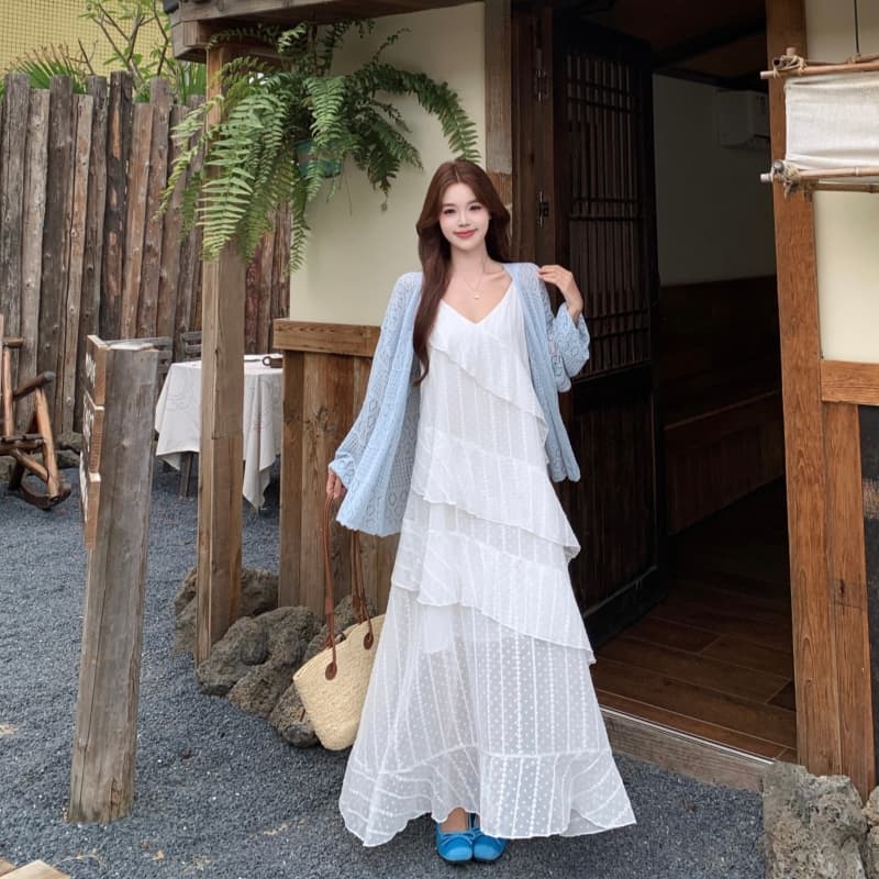 빅 사이즈 여성 의류 프릴 만나는 슬립 드레스 봄 지방 mm 중간 길이 슬림해 보이는 다용도 치마 이미지 5