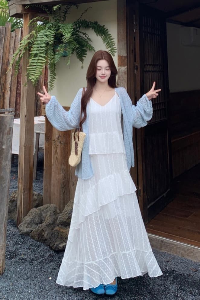 빅 사이즈 여성 의류 프릴 만나는 슬립 드레스 봄 지방 mm 중간 길이 슬림해 보이는 다용도 치마 이미지 6