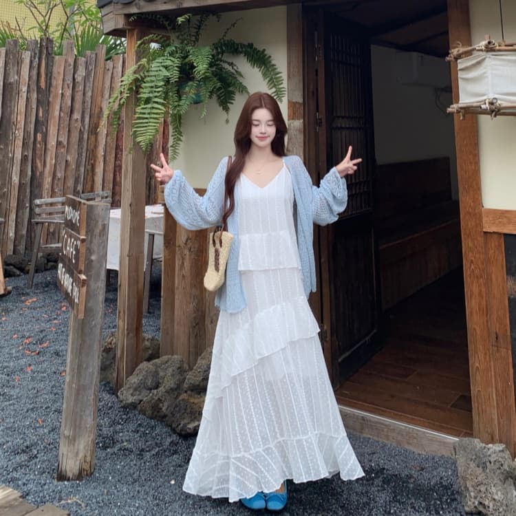 빅 사이즈 여성 의류 프릴 만나는 슬립 드레스 봄 지방 mm 중간 길이 슬림해 보이는 다용도 치마 상세 이미지 9