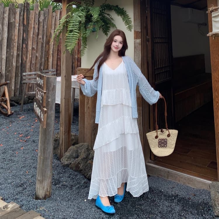 빅 사이즈 여성 의류 프릴 만나는 슬립 드레스 봄 지방 mm 중간 길이 슬림해 보이는 다용도 치마 상세 이미지 15