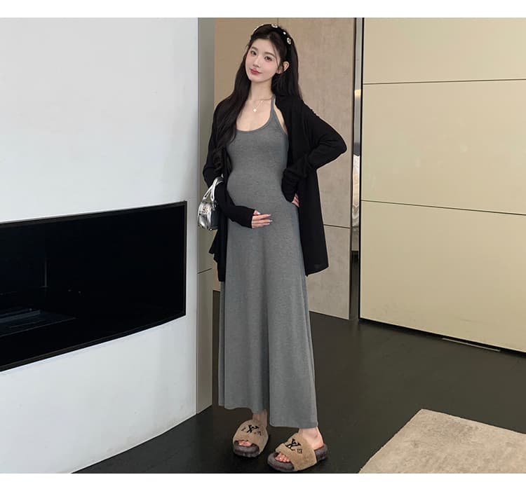 실사 선물 물품 봄 여름 신제품 느긋한 바람 게으른 세트 미니멀리즘 니트 슬립 드레스 자외선 차단 오픈 가디건 외부 가져 가라. 상세 이미지 36