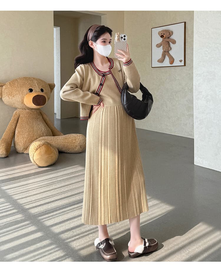 실사 선물 물품 2026 이른 봄 신제품 한국 스타일 게으른 착용 가져 가라. 디자인 센스 니트 조끼 스커트 오픈 가디건 투피스 세트 상세 이미지 19