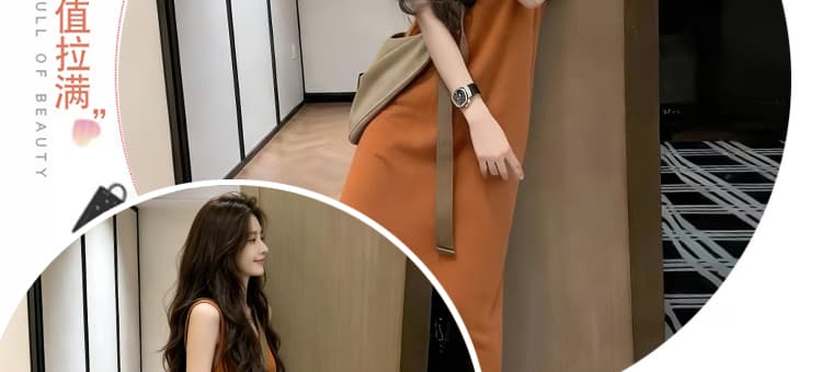 신제품 지금 2026 여름 드레스 세트 한국 스타일 패션 루즈핏 게으른 착용 가져 가라. 미니멀리즘 캐주얼 바람 슬립 조끼 치마 상세 이미지 6