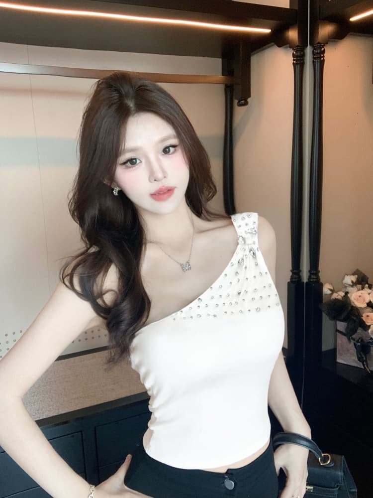 패션 숄더백 다이아몬드 세팅 맨위 단색 개성 여름 착용 가져 가라. 눈길을 끄는 핫걸 여성 의류 새로운 상세 이미지 6