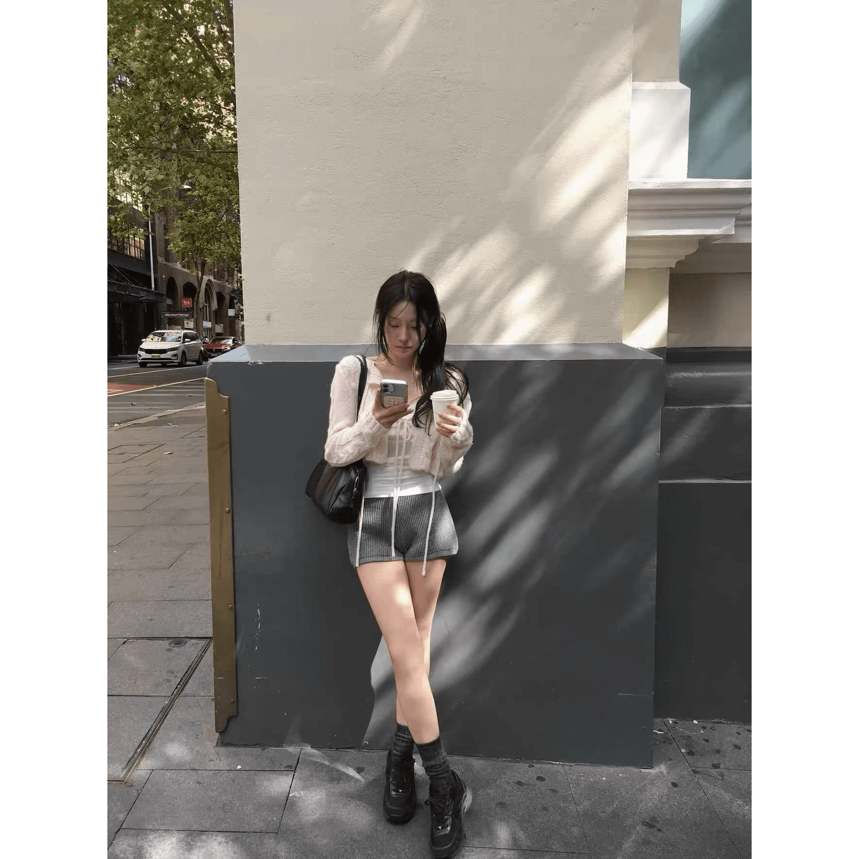 재고 있음 프랑스식 레이스업 니트 오픈 가디건 작은 외투 순수한 욕망 바람 한 부서 부드러운 찹쌀 꽈배기 질감 질감 스웨터 여자 이미지 6