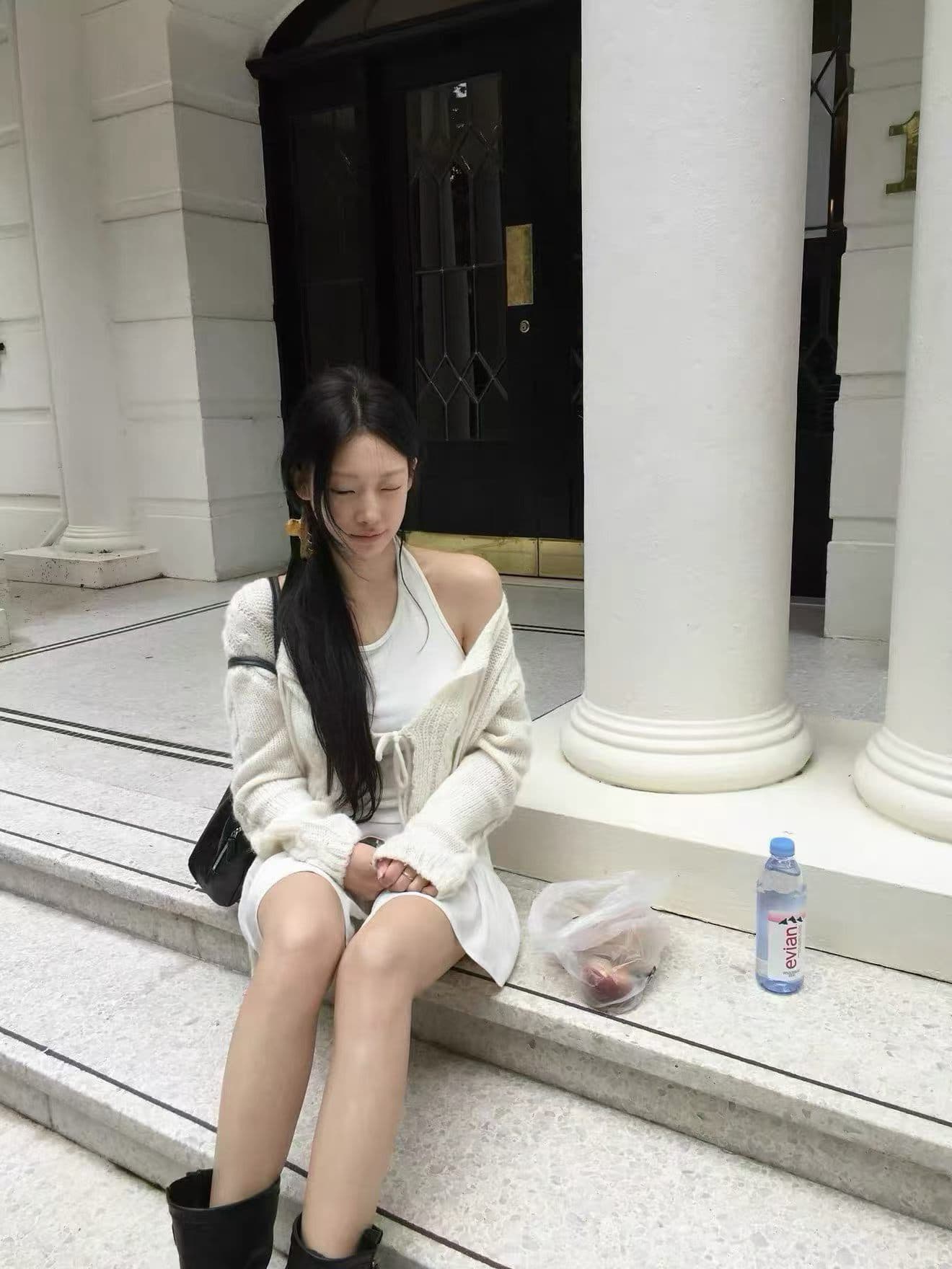재고 있음 프랑스식 레이스업 니트 오픈 가디건 작은 외투 순수한 욕망 바람 한 부서 부드러운 찹쌀 꽈배기 질감 질감 스웨터 여자 상세 이미지 6