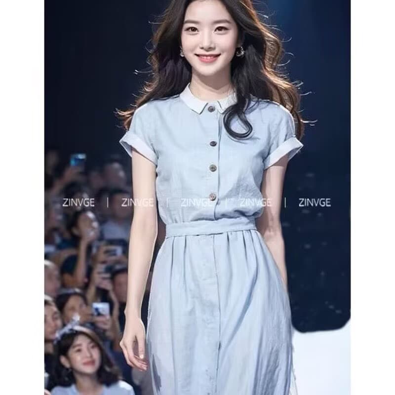 관대 한 점잖은 ~ 중 한 부서 품격 작은 키 디스플레이 높음 아름다운 고유 한 파란색 여성 드레스 2026 새로운 여름 상세 이미지 2