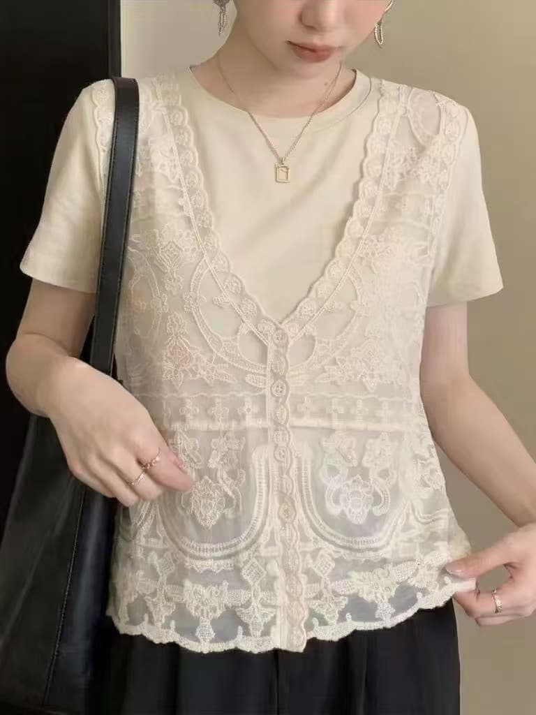 지방 mm 새로운 디자인 센스 레이스 베스트 조끼 이미지 3