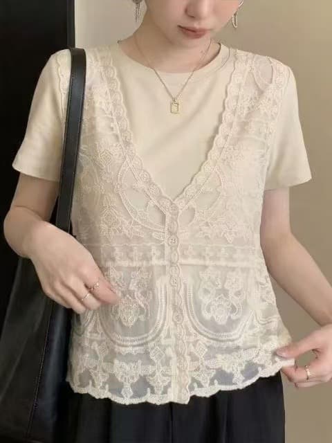 지방 mm 새로운 디자인 센스 레이스 베스트 조끼 상세 이미지 3