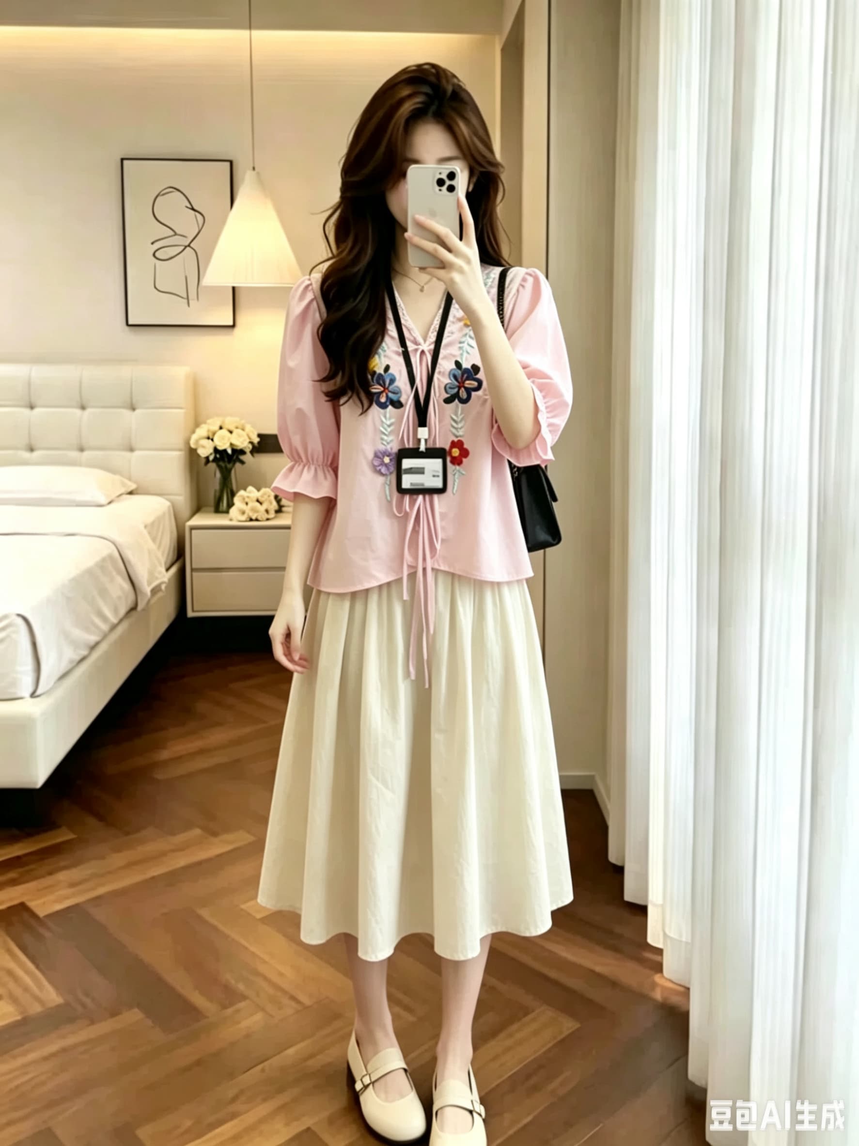 연한 자주색 자수 V넥 거품 소매 여성 셔츠 여름 디자인 센스 작은 대중 Chic 매우 요정 ~ 중 프랑스식 아름다운 상세 이미지 4