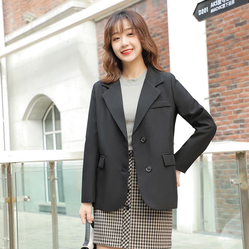 검정색 작은 양복 여성 코트 2026 봄 가을 최신 모델 루즈핏 한국 스타일 학생 150cm 작은 키 정장 ins 상세 이미지 5