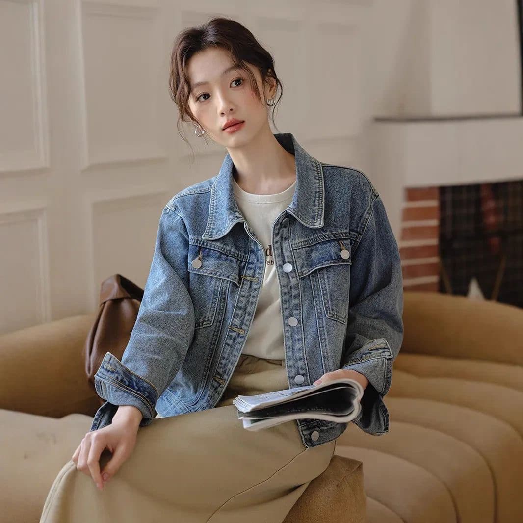 레트로 항구 바람 워싱 데님 여성 코트 봄 2026 새로운 작은 키 쇼트 스타일 캐주얼 다용도 재킷 맨위 상세 이미지 5